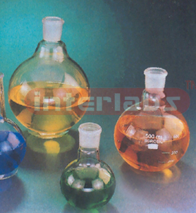 FLASKS, BOILING, ROUND BOTTOM, BOROSILICATE GLASS, WITH INTERCHANGEABLE JOINT